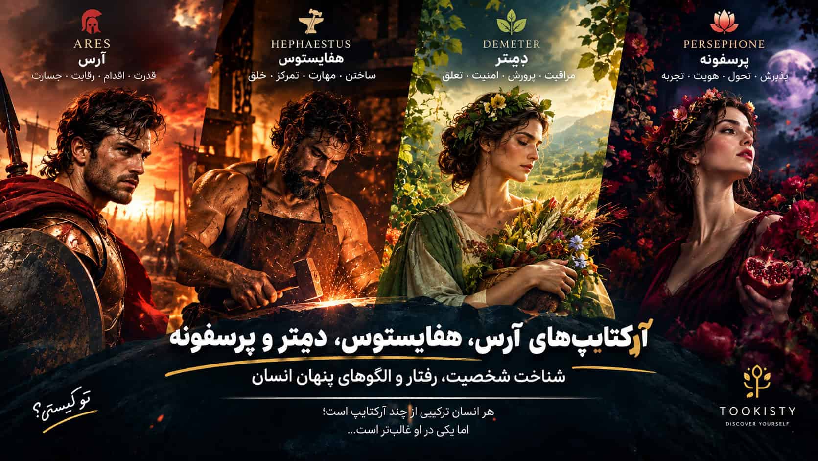 آرکتایپ آرس هفایستوس دِمِتِر و پرسفونه و مدل های شخصیتی انسان